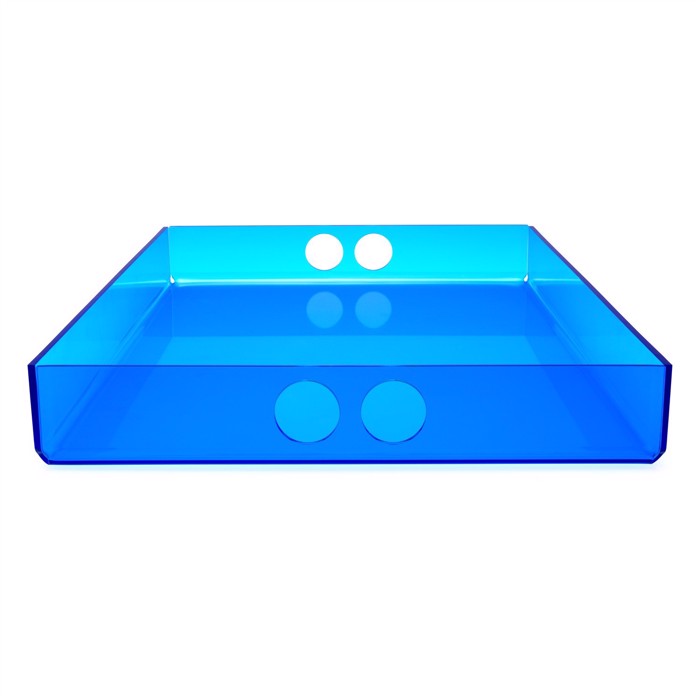 Large Serving Tray Blue Acrylic