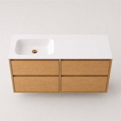 Corian bathroom surface 122 cm incl. Lux basin, left, Glacier White
