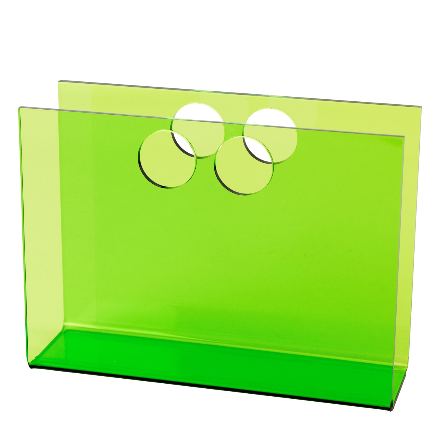 Green acrylic magazine holder from Neon Living