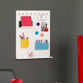 White magnetic key holder board with accessories
