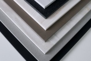 Square and round Corian table tops