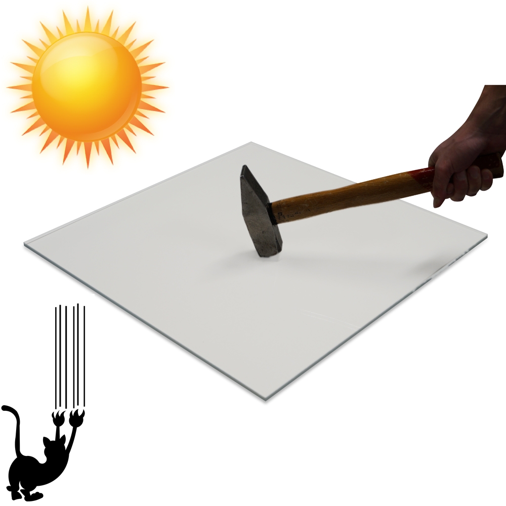 Scratchand shatterproof, unbreakable polycarbonate UVprotected